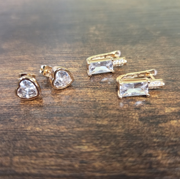 Pretty Bird Jewelry Jewelry - 18k Rose Gold Plated CZ Earrings Set of 2